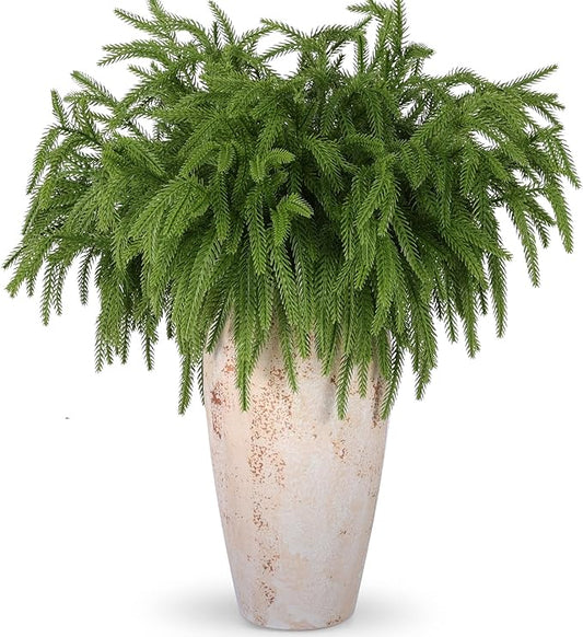 24 Pcs Artificial Norfolk Pine Branches, Faux Norfolk Pine Stems DIY Crafts Faux Christmas Norfolk Pine Branches for Xmas Indoor Outdoor Home Decor (24)