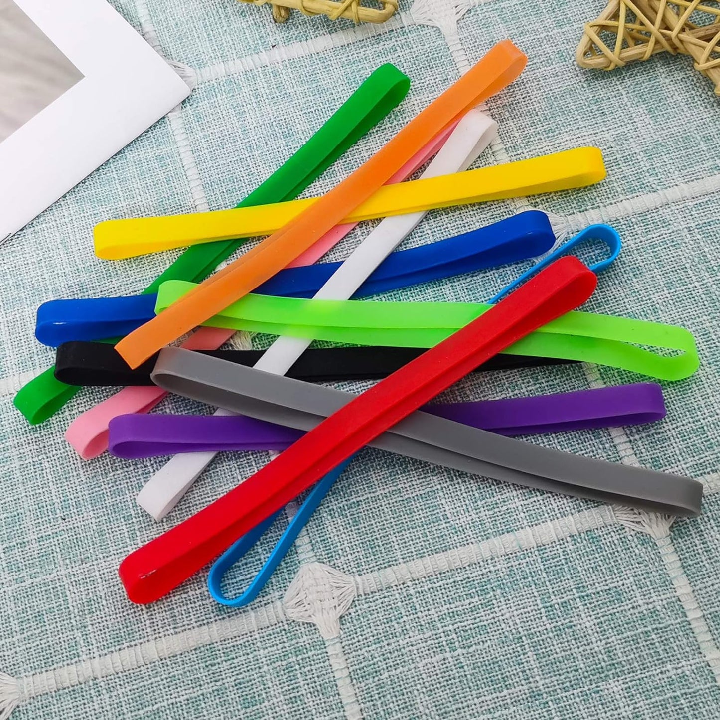 Coopay 60 Pieces Silicone Rubber Bands Colorful Elastic Wrapping Bands for Books, Art, Exercise, Crab Traps, Cooking, Wrapping, Heat, Cold, UV, Chemical Resistant (5.5 inch)