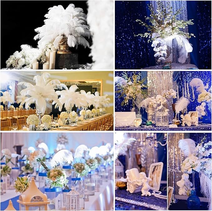 THARAHT 12pcs Hot Pink Ostrich Feathers Natural Bulk 14-16Inch 35cm-40cm for Wedding Party Centerpieces Easter Gatsby and Home Decorate Ostrich Feathers