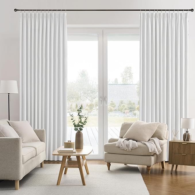 RAIN CITY Snow White Blackout Curtains Back Tab 2 Panels 50 x 96 Inches Long 2 Panels Set for Living Room Bedroom Dining Room Playroom
