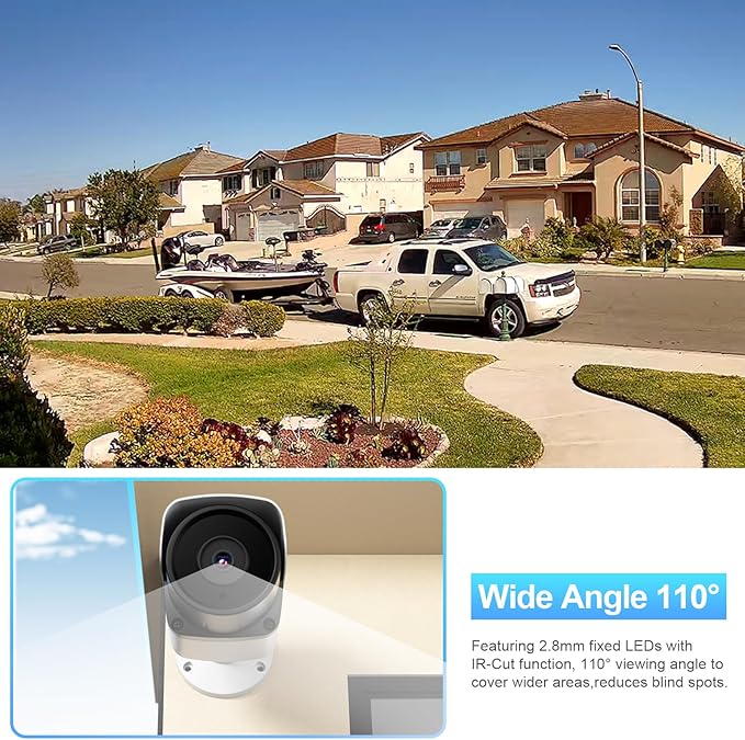 5MP IP PoE Camera, Outdoor Surveillance Security Camera with Mic, IR Night Vision 100ft, AI Human Vehicle Detection, 2.8mm Lens Wide Angle 110°, Outdoor Waterproof IP67,INB5GR37E (White)