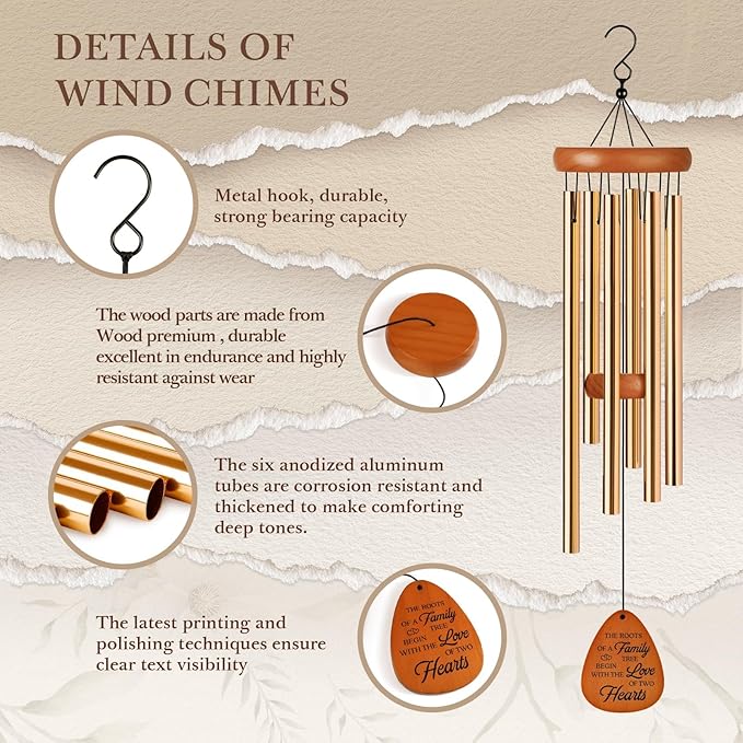 60th Wedding Anniversary Wind Chime, Happy 60th Anniversary Romantic Gifts for Couple, Parents, Wife, Husband, Friends, Diamond Wedding Anniversary's Keepsake Gifts Ideas