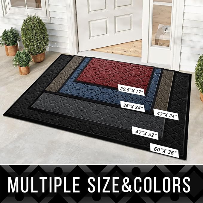 Yimobra Front Door Mat Outdoor Indoor 60x37, All-Season, All-Weather, Heavy Duty Welcome Door Mats Outside Entrance, Non Slip Porch Patio Entrance Mat, Light Beige