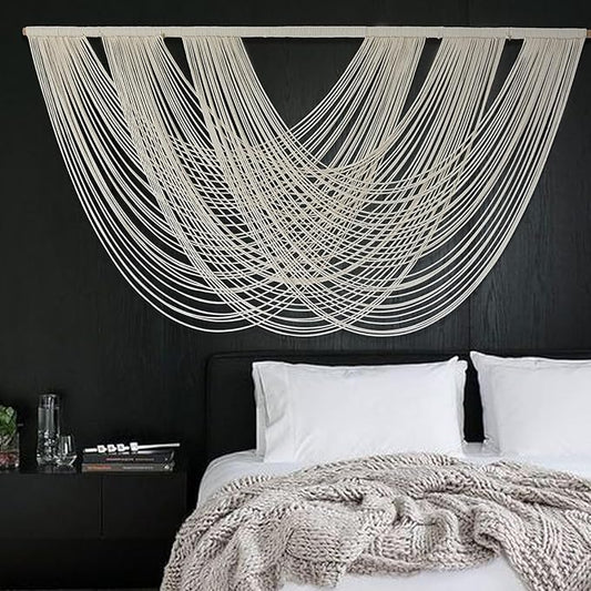 Flber Macrame Wall Hanging Large 57.00" W x 31.00" L Macrame Wall Decor Large Yarn Tapestry Home Boho Wall Decor