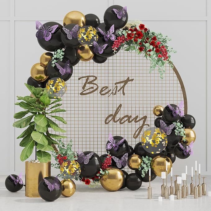 SAOROPEB 3D Butterfly Wall Decor - 48 Pcs, 4 Styles, 3 Sizes, Removable Stickers for Birthday & Party Decorations (Lavender)