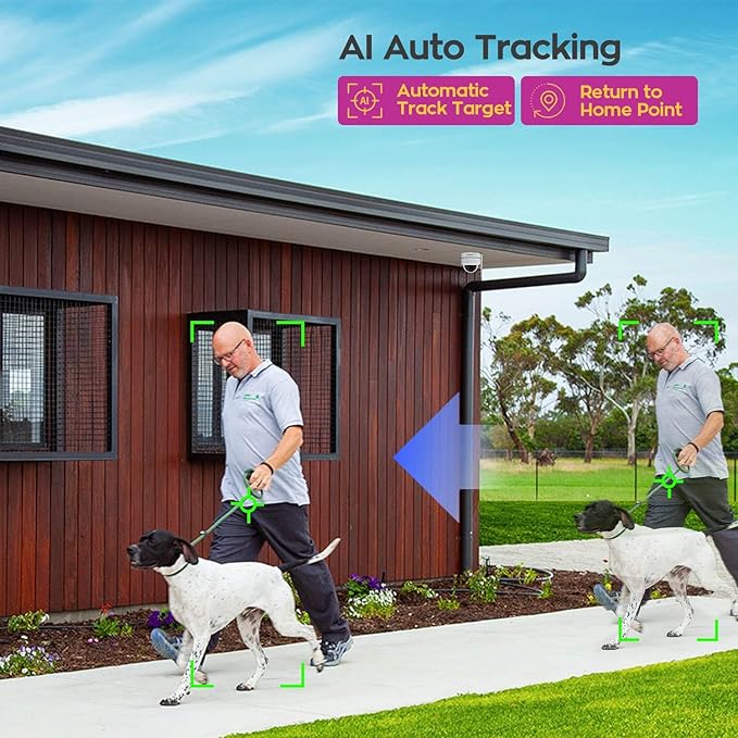 xmartO [AI Tracking Dome CAM] 10CH 2K HD Metal Dome PTZ Wireless Security Camera System, 4*Automatic Tracking, 2-Way Audio and Night Vision Camera, 10CH 4K Long Range WiFi 6 Surveillance DVR NVR Kit