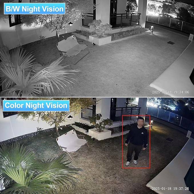 4MP Bullet IP PoE Camera Outddor, Smart Dual Light Security Camera, Color Night Vision, Built-in Two-Way Audio, 2.8mm Lens 110°, Waterproof IP67, Human/Viehcle Detection, INB4FD37Y