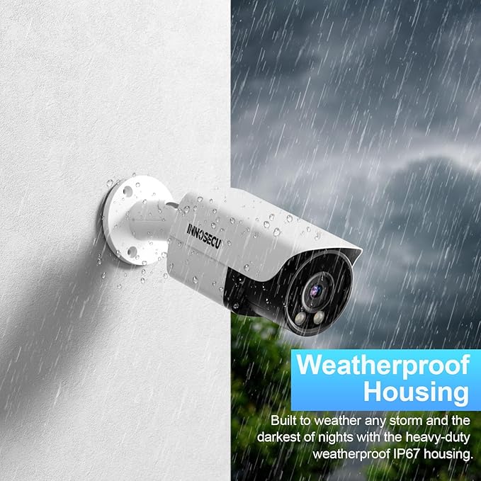 4MP Bullet IP PoE Camera Outddor, Smart Dual Light Security Camera, Color Night Vision, Built-in Two-Way Audio, 2.8mm Lens 110°, Waterproof IP67, Human/Viehcle Detection, INB4FD37Y