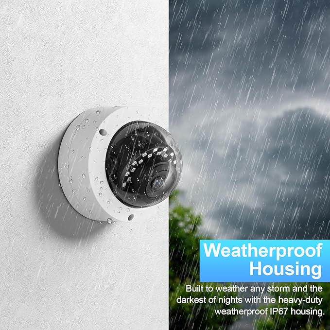 8MP Dome PoE Camera, IP Security Surveillance Camera @30fps, Vandal-Proof IK10, Waterproof IP67, Built-in Mic, 2.8mm Lens 110°, Human & Vehicle Detection, No PT Supported. IND8VR54A (White)