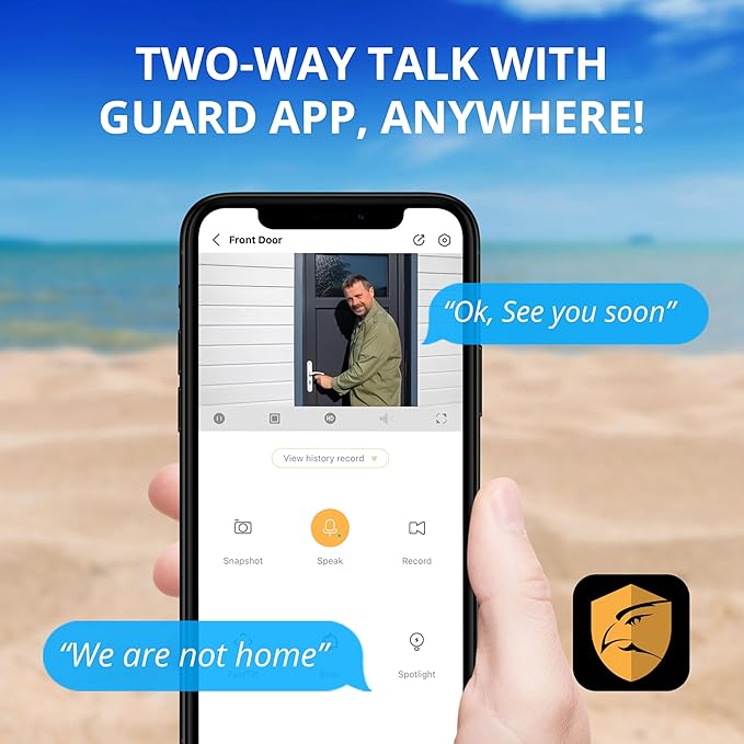 Defender AI Powered 4K Guard Pro 8MP WiFi 6/Bluetooth, Plug-in Power Wireless Security Camera Outdoor - Camera for Home Security with Smart AI Human Detection, Two-Way Talk, Works w/Guard App