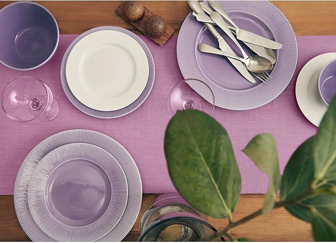 Solino Home Linen Violet Table Runner 48 Inches - 100% Pure Linen Farmhouse Short Table Runner 14 x 48 Inch Ideal for Dresser and Coffee Tables - Halloween - Fete