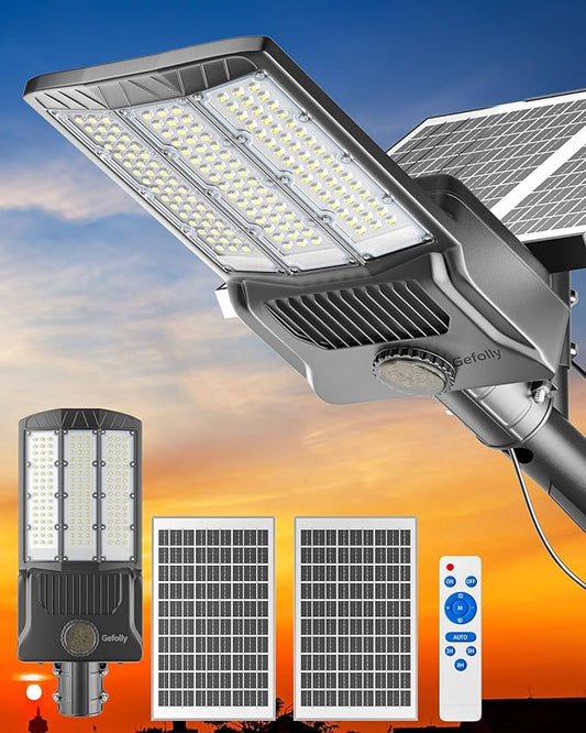 Gefolly SL-8800W Solar Street Lights Outdoor, 550000LM Commercial Parking Lot Light Dusk to Dawn IP67 Waterproof 6500K Security Flood Lights Lamp for Yard, Road, Basketball Courts
