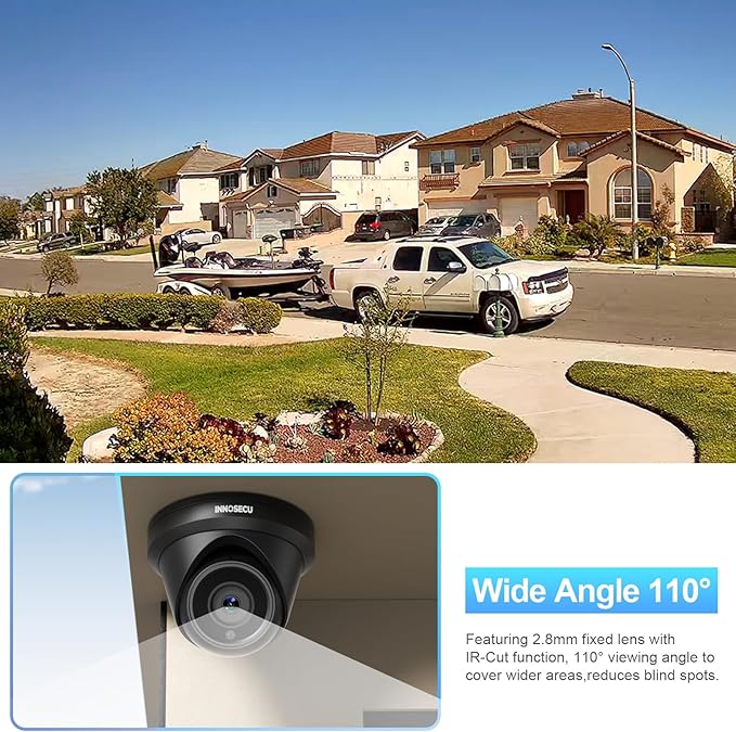 8MP 4K Turret PoE Camera, Surveillance IP Security Camera, Outdoor Waterproof IP67, Built-in Mic, 2.8mm Lens Wide Angle 110°, Face Detection, Human/Vehicle Detection, IND8BR93A-B (Black)