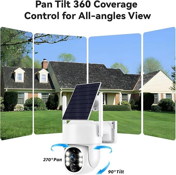 Solar Security Cameras Wireless Outdoor, 5G/2.4GHz WiFi Outdoor Security Camera for Home Security, Solar/Battery Powered Security Camera, Human Detection, Color Night Vision 2-Pack