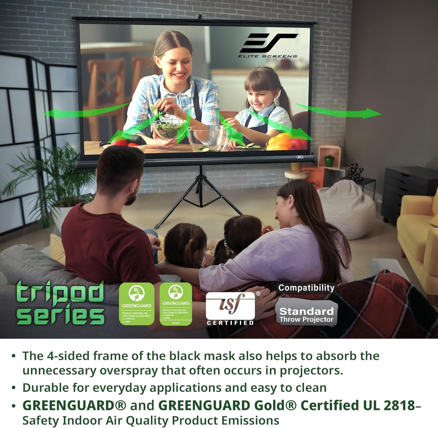 Elite Screens Tripod Series, 119-INCH 1:1, 16:9, 4:3 Adjustable Multi Aspect Ratio Portable Indoor Outdoor Projector Screen, 8K / 4K Ultra HD 3D Ready, 2-Year Warranty, T119NWS1 - White Case