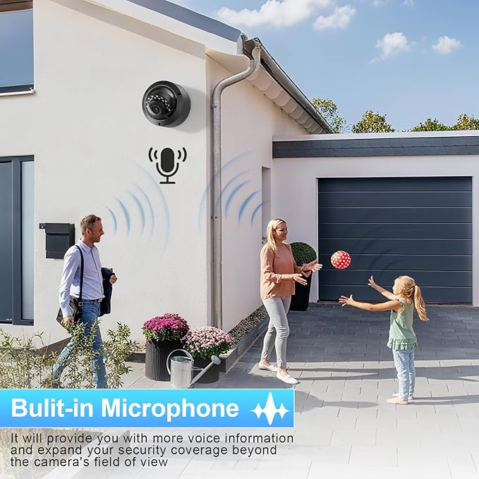 5MP IP PoE Camera, Outdoor Vandal-Proof IK10 Security Dome Camera, Built-in Mic, 2.8mm Lens Wide Angle 110°, Night Vision 100ft, Human&Vehicle Detection, No PT Supported, IND5GR54A-B (Black)