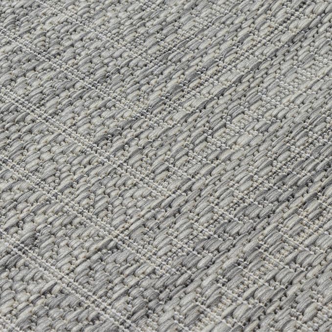 Adiva Rugs Outdoor Indoor Area Rug, Weather Resistant, Easy to Clean, Stain Resistant Floor Mat for Dining Room, Backyard, Deck, Patio (Silver Weiss, 2' x 3')