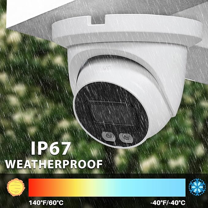 R-Tech 2MP Smart Dual Light HDCVI Fixed-Focal Eyeball Camera, Full-Color Night Vision, 3D NR, Built-in Mic, 40m IR Distance, IP67 Weatherproof, 2.8mm Lens