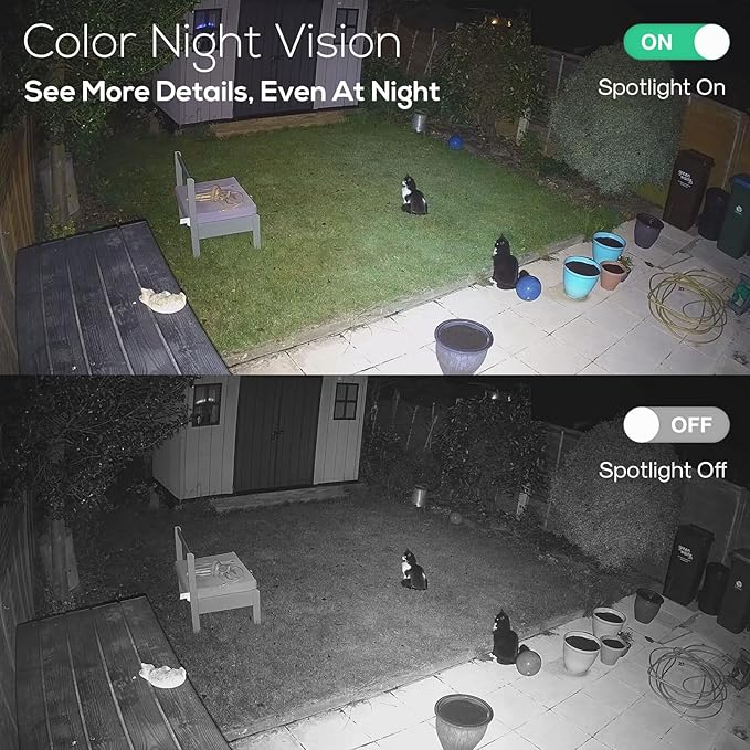 Kittyhok Solar Powered Security Camera System | 4pcs Bullet Solar Camera, 4pcs PT Solar Security Camera Outdoor, Solar Power, Human Detection, Spotlight, 10CH NVR, Local Storage, No Monthly Fees