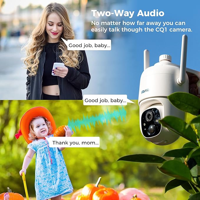 SOVMIKU 4CQ1 AI 2K Solar Security Camera Wireless Outdoor, Battery Powered, Two Way Audio, PIR Motion Detection, 360° View Pan/Tilt,Easy to Setup, Color Night Vision, Audible Flashlight Siren,SD Slot