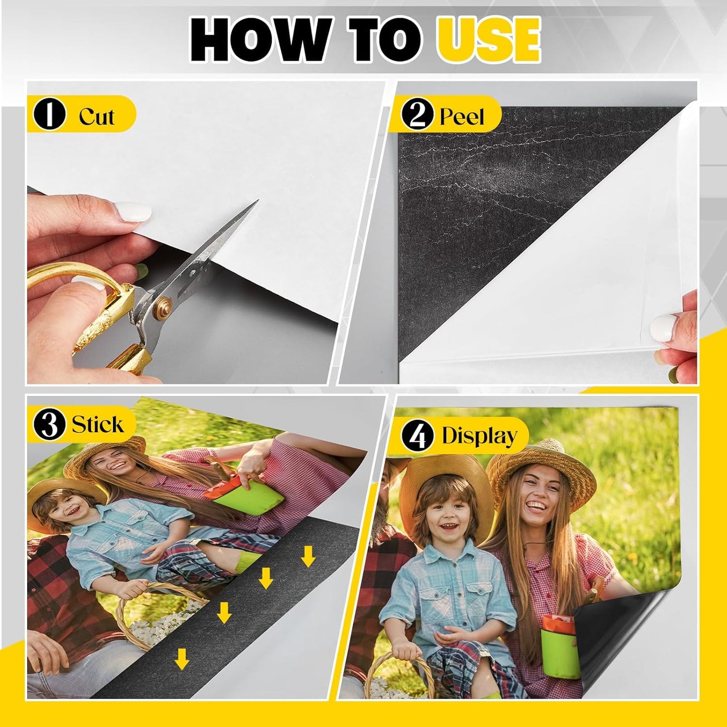 24 Inch x 5 ft x 30mil Extra Large Adhesive Magnetic Sheet Roll Not Printable Adhesive Backing Cut and Customize Flexible Sheets Blank White Surface Magnetic Sign for Craft Photo Craft