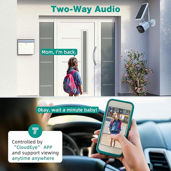 Solar Security Cameras Wireless Outdoor,Home Security Camera System with Motion detection,2.4G WiFi Outdoor Camera Wireless,Solar-Powered 4MP 4 Cam-Kit,2K Night Vision,2-Way Audio,No Subscription,IP66