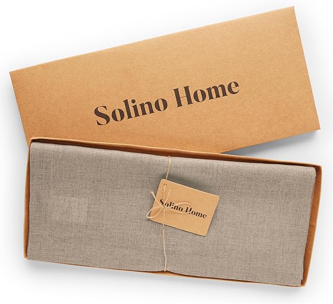 Solino Home Linen Natural Table Runner 36 Inches - 100% Pure Linen Small Table Runner 14 x 36 Inch Ideal for Dresser and Coffee Tables - Fall, Autumn, Thanksgiving - Fete