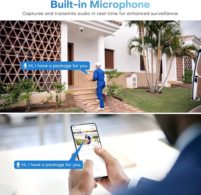 5MP IP PoE Camera, Outdoor Turret Camera with Mic, Hikconnect/SADP/iVMS4200, Smart Color Night Vision, Low light Starlight, Human Vehicle Detection, 114° Wide Angle, Metal IP67, 512GB SD Slot