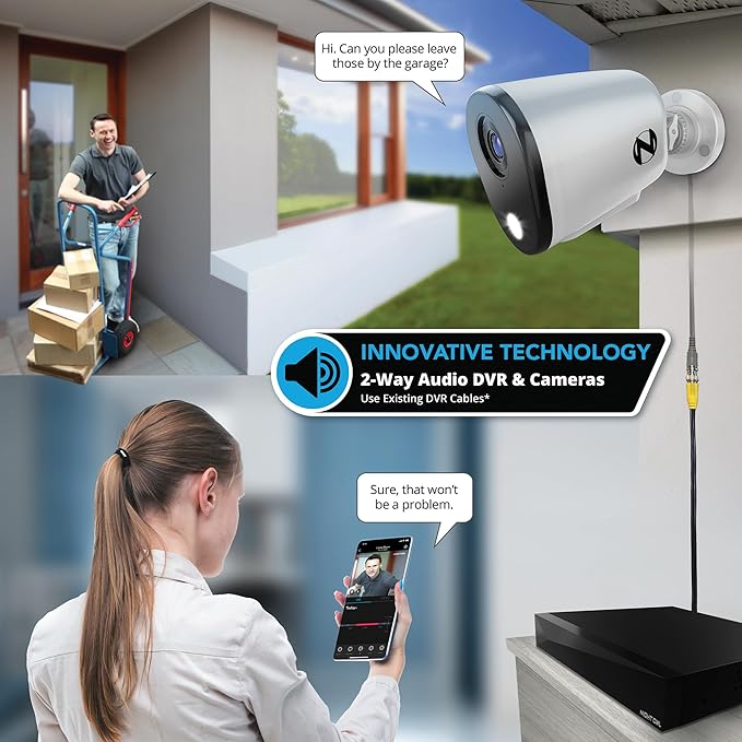 Night Owl 2-Way Audio 20 Channel DVR Video Home Security Camera System with (9) Wired 4K HD Indoor/Outdoor Deterrence Cameras and 2TB Hard Drive (Add up to 4 Wi-Fi Cameras) (9 Camera)