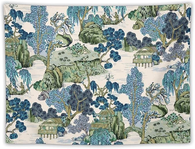 Asian Floral Wall Tapestry, 40"x30", Bedroom & Living Room Decor