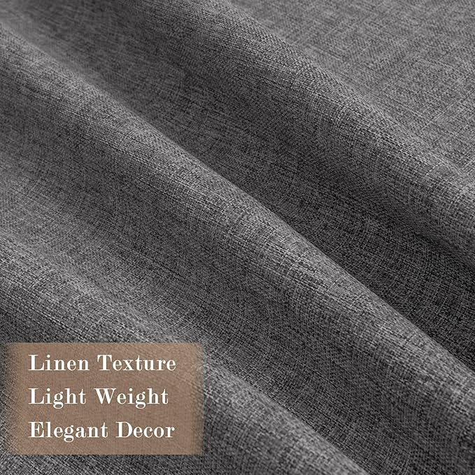 Extra Wide 100% Blackout Linen Textured Curtains - Room Dividers, W200 x L96 (1 Panel), Pinch Pleat Drapes for Living Room, Full Light Block Out Drapery for Sliding Door, Natural Grey