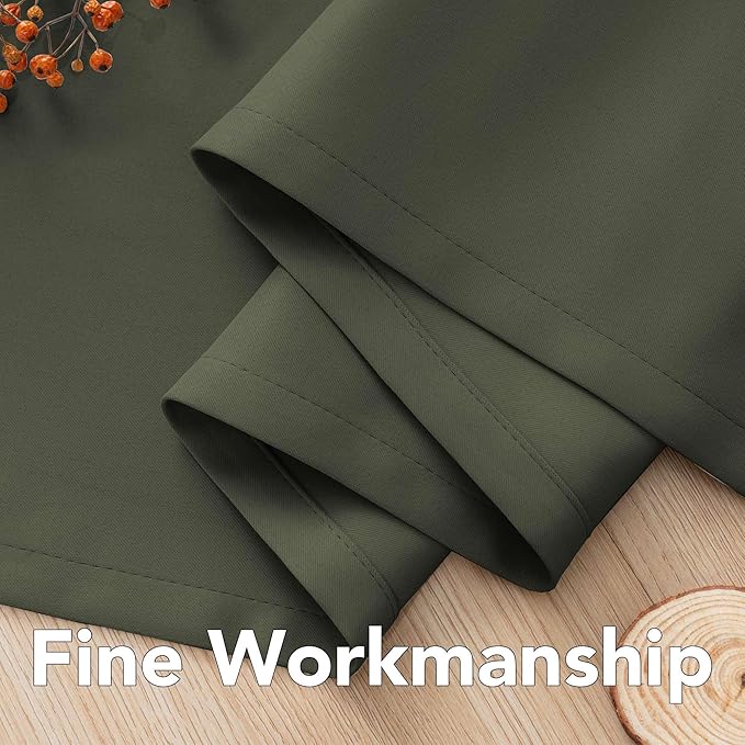 H.VERSAILTEX Blackout Curtains for Bedroom Thermal Insulated Room Darkening Living Room Curtains 63 Inch Long Grommet Privacy Protection Window Curtain Panels/Drapes for Nursery, 2 Panels, Olive