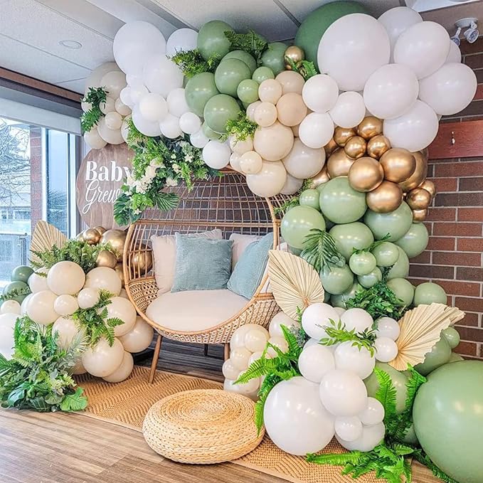 130pcs Sage Green Balloons Different Sizes 18" 12" 10" 5" Olive Green Balloons for Birthday Graduation Baby Shower Wedding Anniversary New Year Party Decorations