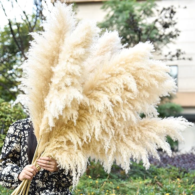 40" 11 PCS Dried Pampas Grass Decor Tall,Large Natural Beige pompas Grass,Tall Pampas Grass for Floor Vase,Wedding,Party,Farmhouse,Boho Home Decor,and Creating a Bohemian Ambiance