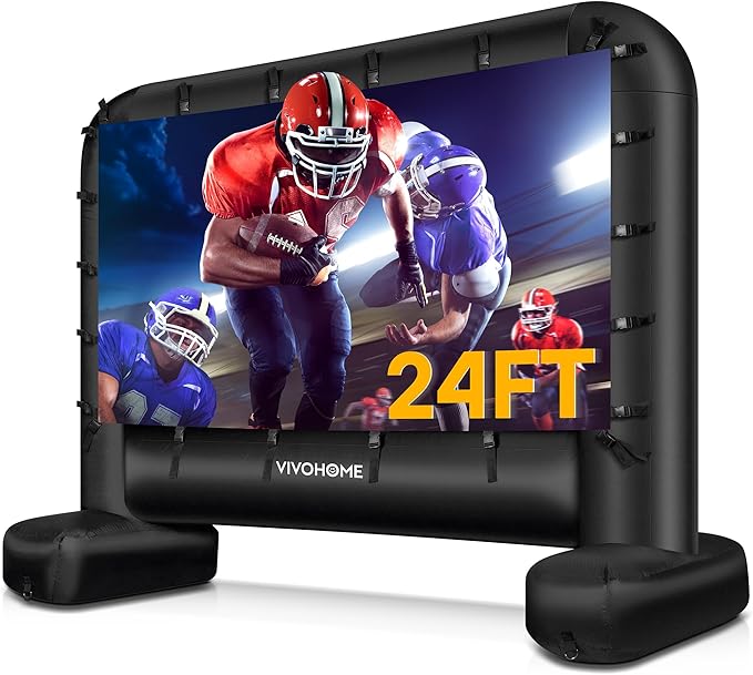 VIVOHOME 24 FT Inflatable Projector Screen for Outside, Blow Up Movie Screen Outdoor Use, Mega Large TV Screen with Carry Bag for Backyard, Tube Leg Support