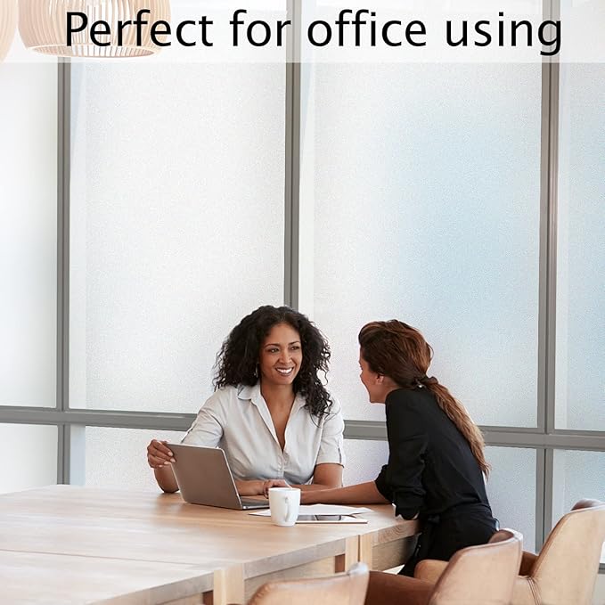 HIDBEA Frosted Window Privacy Film Heat Control UV Blocking, Static Cling Non-Adhesive Reusable Door coverings for Bathroom Home Office (Frosted 11.8 Inch x 6.5 Feet)
