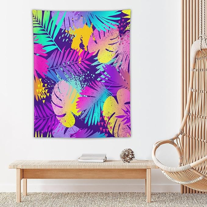 ICMOLYYENLO Palm Leaf Tapestry Wall Hanging, Tropical Leaves Plant Jungle Green Hawaiian Art Home Decor for Guest Bedroom Living Room Dormitory 50x60