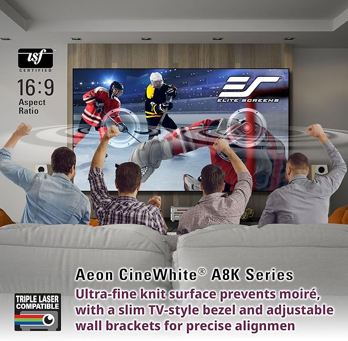 Elite Screens Aeon CineWhite A8K Wide, 138-INCH DIAG, 2.35:1 Aspect Ratio, Acoustically Transparent Perforated Weave, AR138CA8K-WIDE