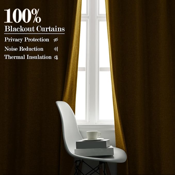 Room Divider Curtains Screen Partitions, Linen Look 100% Blackout Drapery 108 Inches Long, 100" Wide Pinch Pleated Window Drapes, Privacy Protecting, Light Blocking, (1 PC, Yellow)