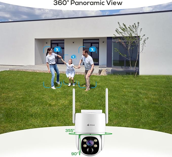 Kittyhok Solar Security Camera Outdoor System, Wireless Solar Powered Security Camera, Human Detection,10CH NVR with Monitor, KSTB40T4 Bundle with 2K PT Solar Camera Security Outdoor BY4