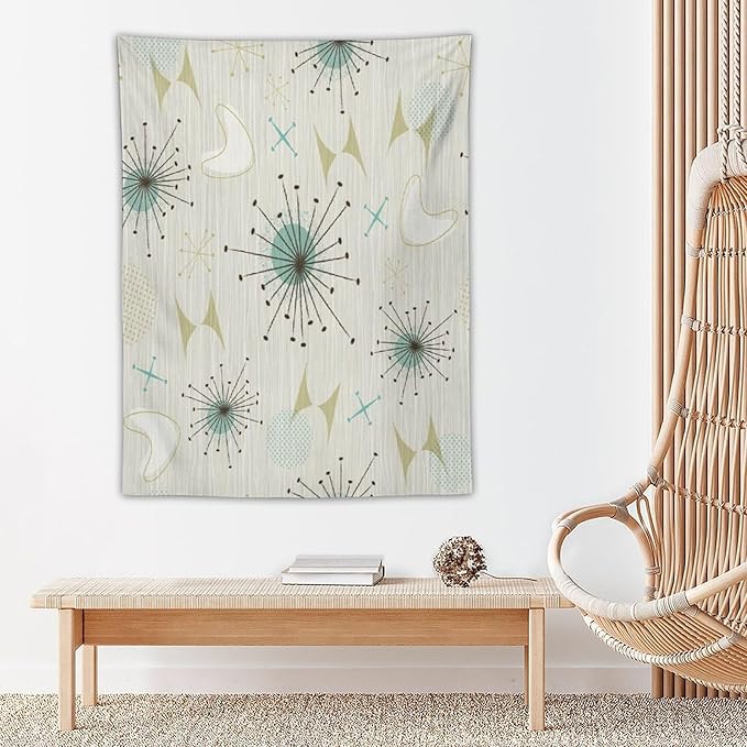 ICMOLYYENLO Boho Medieval Cat Tapestry, Abstract Atomic Starburst Geometric Aesthetic Art Wall Hanging For Bedroom Living Room Dormitory 40x60 Inches