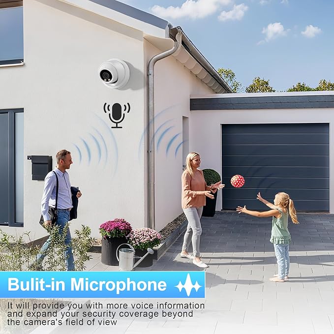 UltraHD 12MP PoE Camera Outdoor, Wired IP Dome Surveillance Security Camera, Built-in Mic/Audio, Fixed Lens 2.8mm Wide Angle 110°, Waterproof IP67, Human&Vehicle Detection, IND12LR97A
