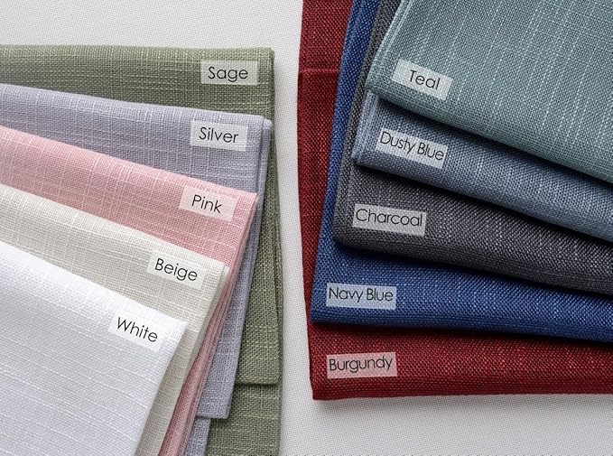 MIUCO Semi Sheer Curtains Poly Linen Textured Solid Grommet Curtains 95 Inches Long for French Doors 2 Panels (2 x 37 Wide x 95" Long) Dusty Blue