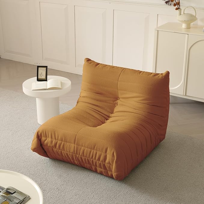 Luxury Sofa Couch Chair, Lazy Floor Seating, Fireside Bean Bag Chair, Ergonomic Tatami Sofa Lounger for Living Room, Bedroom, Office, Single Seat, Brown