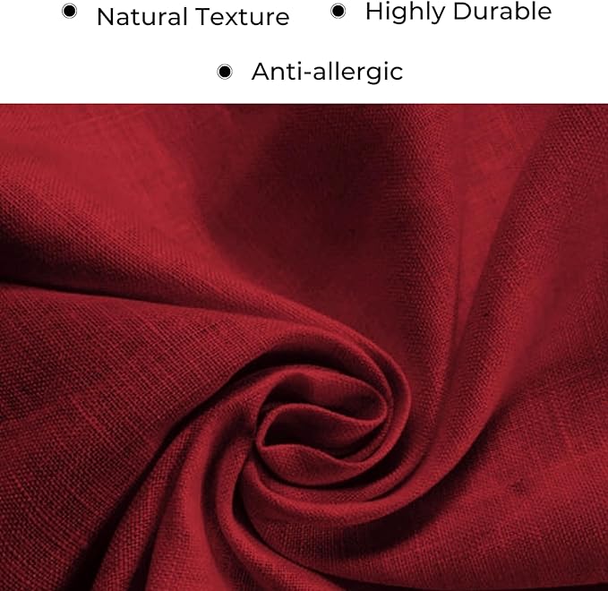 D'Moksha Homes Red Linen Table Runner 120 Inches Long - 100% Pure Linen Diamond Table Runner 14 x 120 Inch for Dining, Fall and Halloween - Machine Washable