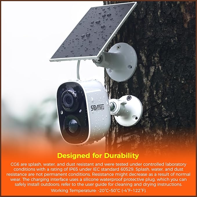 Sovmiku 2CG6 Solar Security Camera Wireless Outdoor,Battery Powered,Easy to Setup,PIR Motion Detection,Two Way Audio, Audible Flashlight Siren,2.4GHz Wi-Fi Color Night Vision, 180 Days Exchange Policy