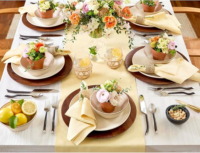 Solino Home Linen Golden Straw Table Runner 132 Inches Long - 100% Pure Linen Extra Long Table Runner 14 x 132 Inch for Fall, Autumn, Thanksgiving - Fete