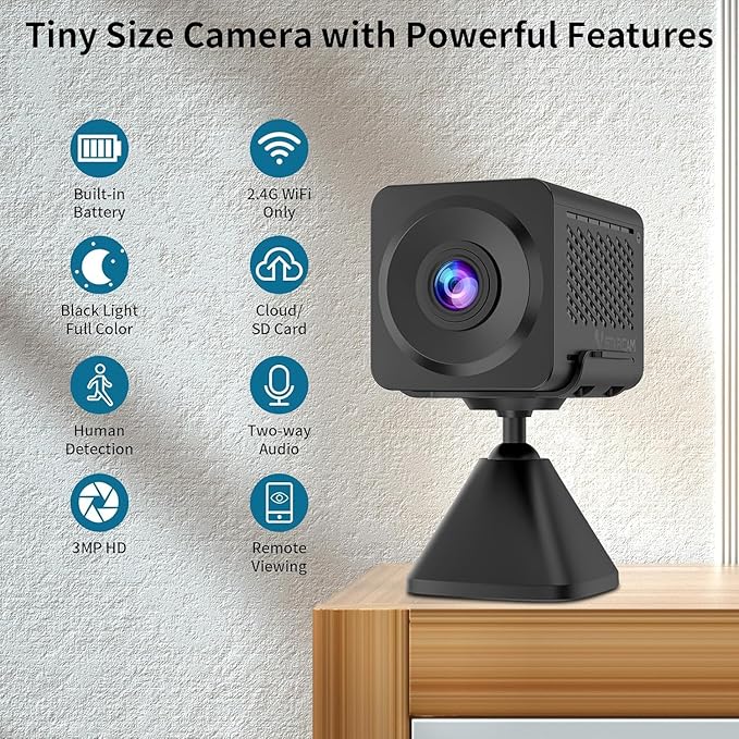 VSTARCAM 3MP Security Camera, Built-in Battery, Low-Light Full-Color Night Vision, Motion Detection, Siren, 2-Way Audio, Remote Viewing, Cloud & SD Card Storage (up to 256GB)
