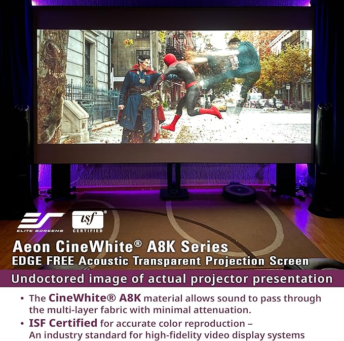 Elite Screens Aeon CineWhite A8K Wide, 138-INCH DIAG, 2.35:1 Aspect Ratio, Acoustically Transparent Perforated Weave, AR138CA8K-WIDE