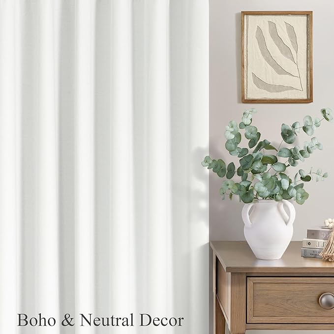 Floor to Ceiling Curtains 108 Inch Length 2 Panel for Living Room Divider Blackout Linen Elegant Opaque Privacy Insulating Thermal Tall Drape for Picture Window 52 Wide Extra Long 9FT Ivory Off White